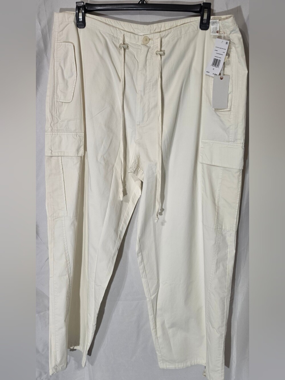 Good American Cream Cargo Drawstring Pants